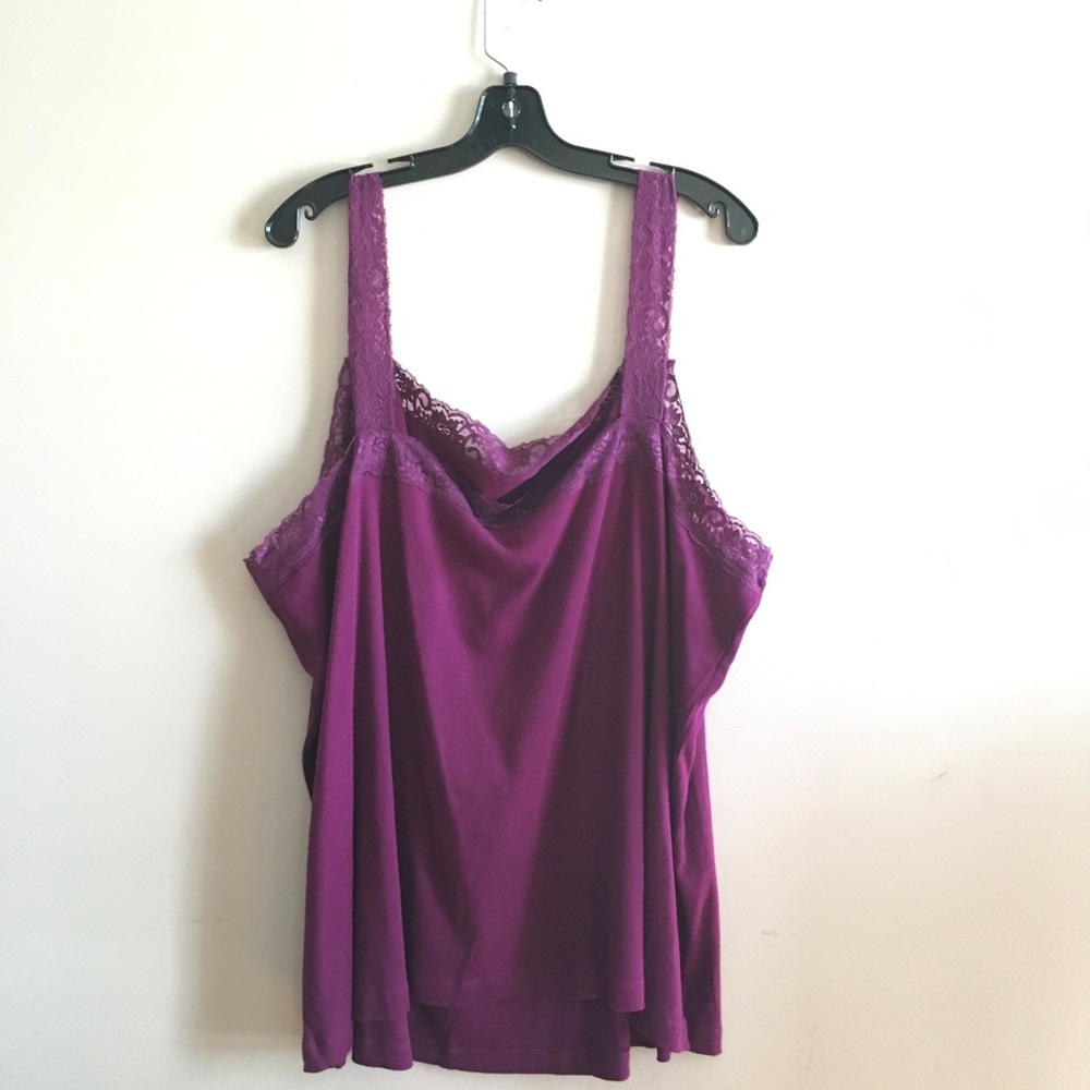 Purple Tank with lace trim